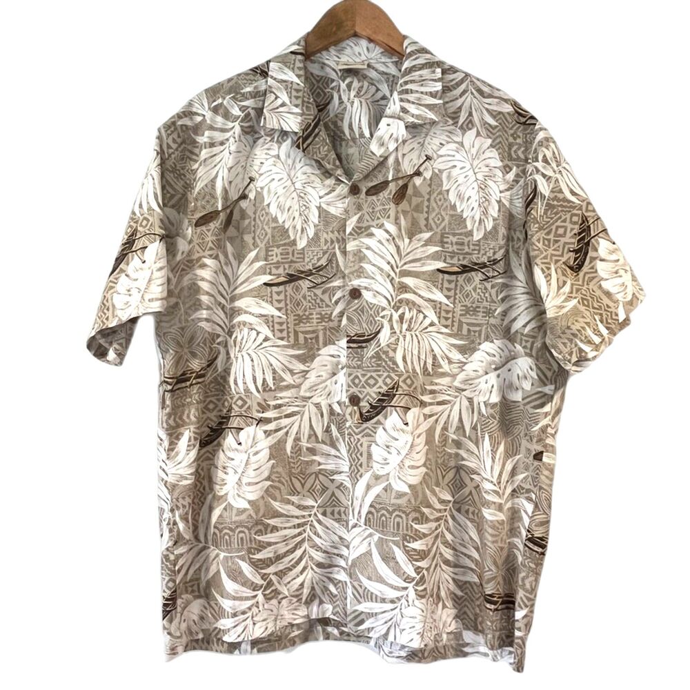 Royal Creations Made in Hawaii Canoe Monstera Aloha Shirt XL Button Front